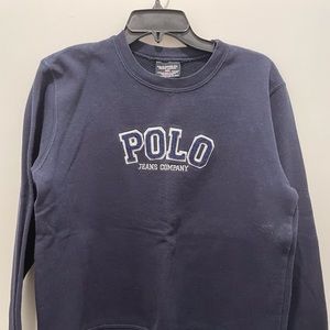 Navy blue, long sleeve fleece lined POLO sweatshirt